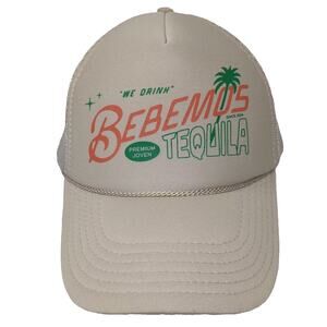 OTTO Trucker Hat Beige Green Bebemos Tequila Mesh Snapback OSFM Foam Rope Detail